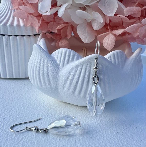 Сережки «Крапля» зі скла та кристалу