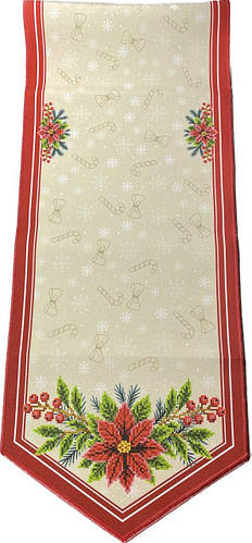 Ранер новогодний большой Christmas Flower | 142×28 см | Virena | Габардин, премиум печать